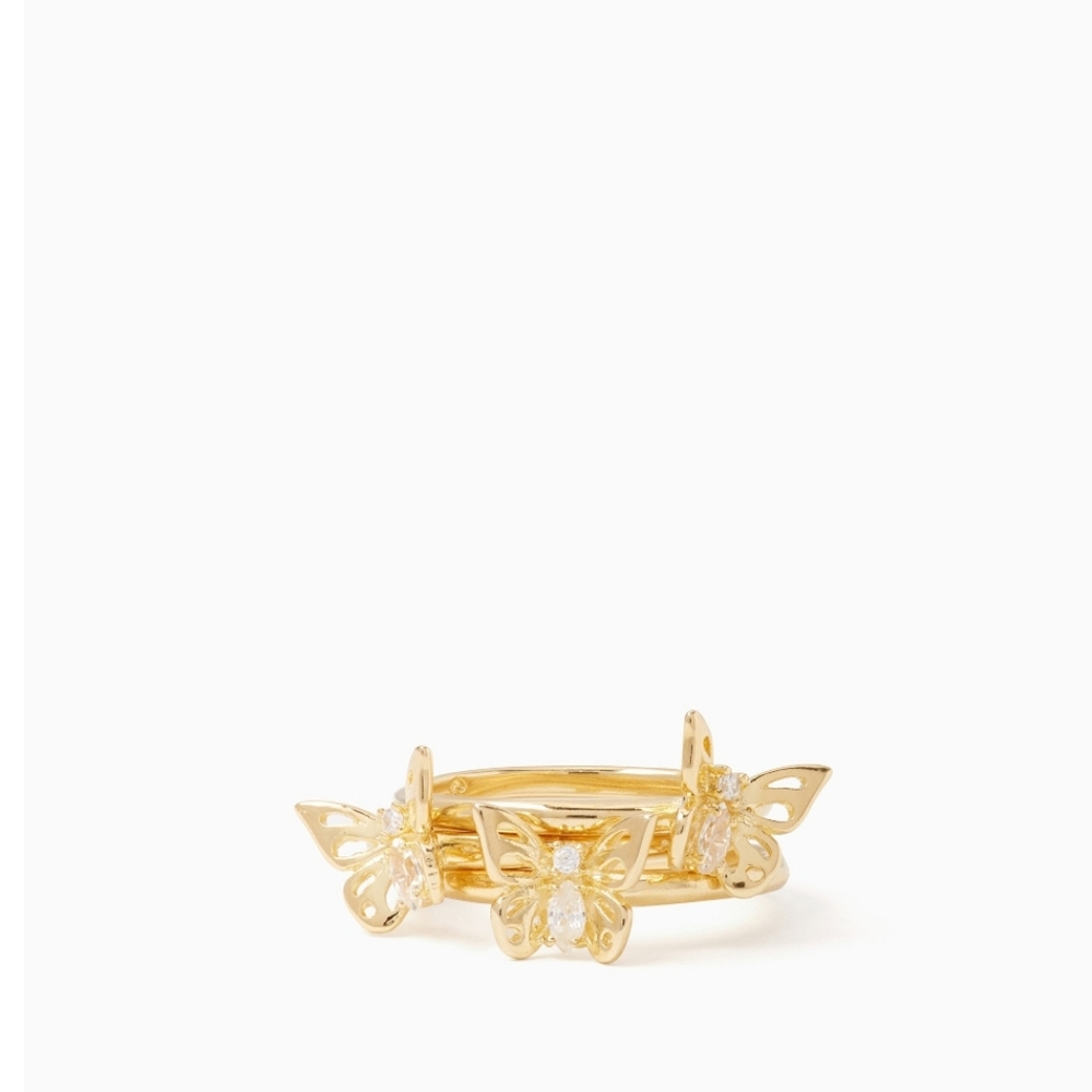 Kate Spade butterfly ring stack NWT